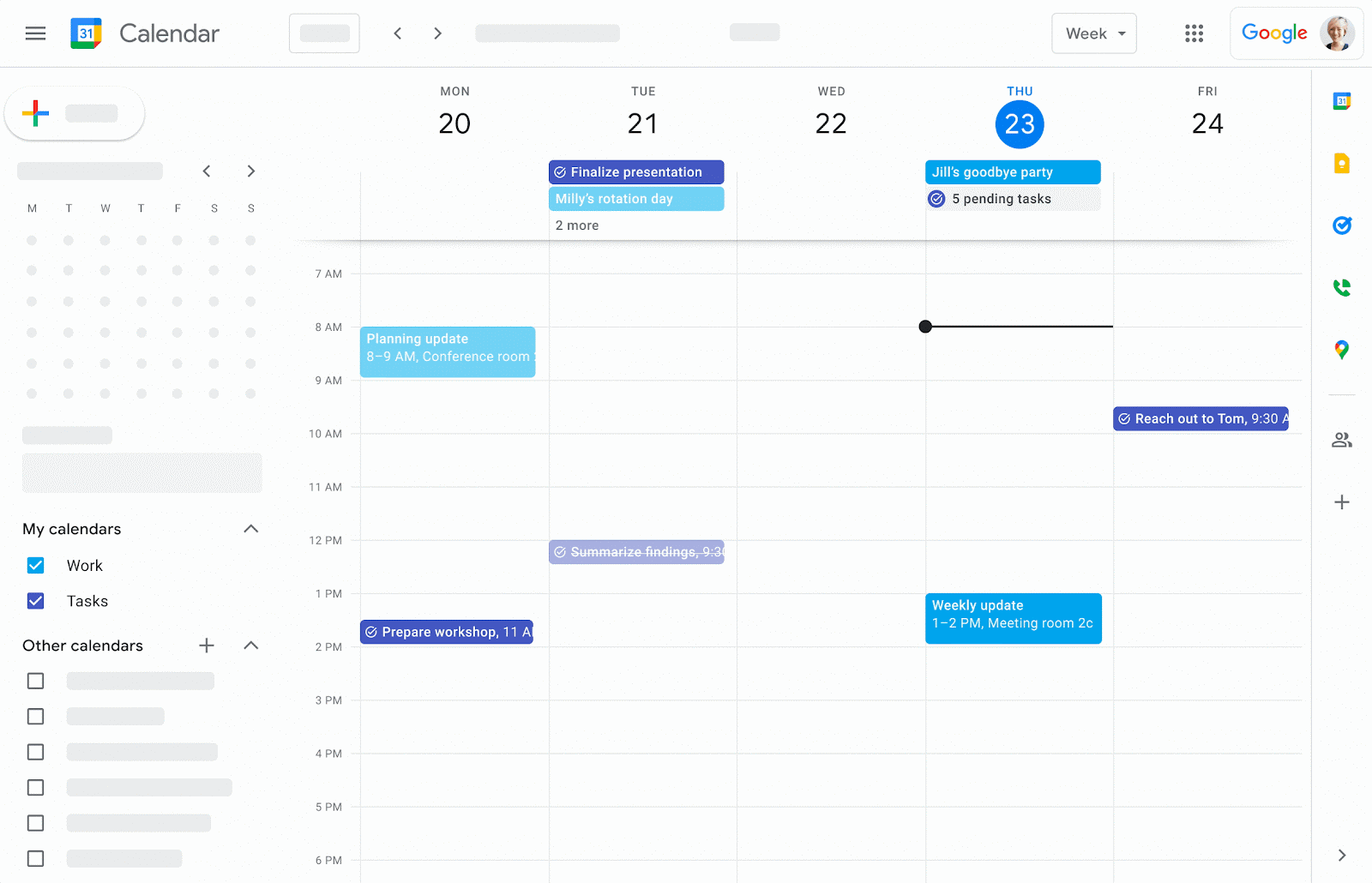 Google Calendar pending tasks - UpCurve Cloud